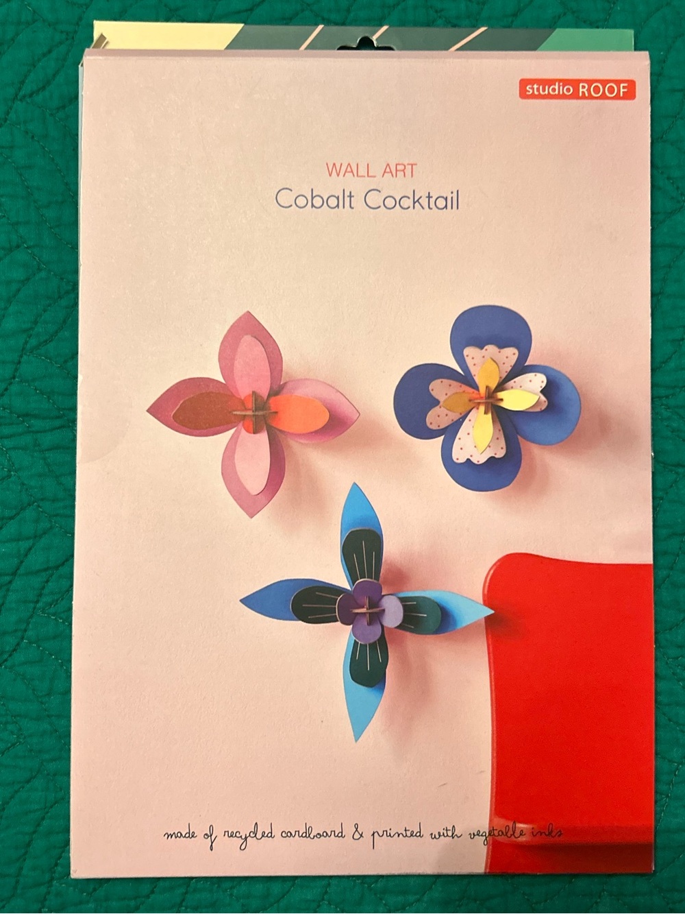 Studio Cobalt Cocktail Wall Art - Blue, Pink & Yellow Paper Flowers